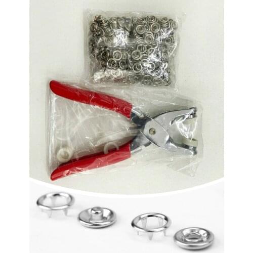 25 Sets 9.5mm Metal Sewing Prong Snap Fasteners with Plier Fasteners Tools Kit