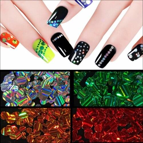 2g Mixed 1/2/3mm Plastic Thin Round Sticker Nail Art Mini Paillette Nail Decorations Sticker Laser Glitter Tips