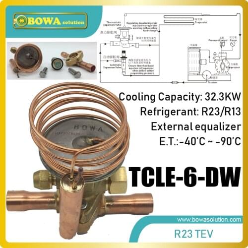 32KW disassemble R23 TEV matches 22m3/h semi-hermetic reciprocating compressors as low temperature stage one in cascade units