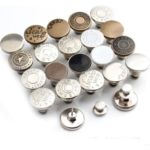 5Pcs Snap Fastener Metal Buttons for Clothing Jeans Perfect Fit Adjust Button self Increase Reduce Waist Free Nail Sew Botones