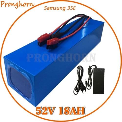 Free Customs Tax 1500W 52 Volt Lithium Battery 51.8V 17AH 18Ah Battery Pack 52V 18AH E-Bike Battery For Samsung 35E cell 40A BMS