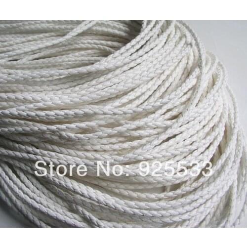 Free shipping 20m white braid PU leather Beading Cord 3mm dia. Beading Wire Handcraft Accessories for bracelet and necklace