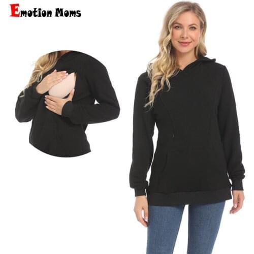 Free Shipping Maternity Hoodied Sweater Winter thermal Fabric Long Sleeve Breastfeeding Jumpers Nursing Wear Lactation Clothes