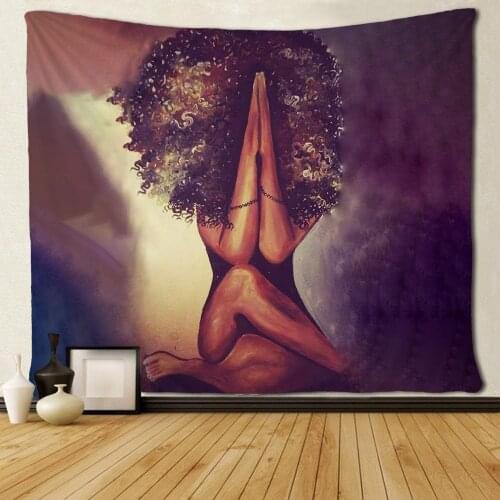Black Art African American Women Prayer Gesture Tapestries Unique Art Custom