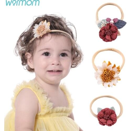 Warmom European And American Simulation Stitching Flowers Childrens Hairband High Stretch Nylon Baby Photo Hair Accessories