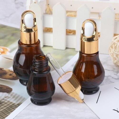 10/20/30ml essential Oil Perfume Bottles Amber Glass Dropper Bottle Empty Container Travel Refillable Bottle Transparent Brown