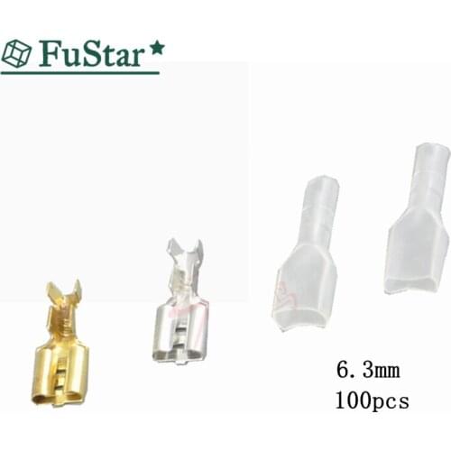 Female Terminals 6.3 mm with transparent sheath inserted spring 6.3mm Female connector terminal Faston with insulator for wire