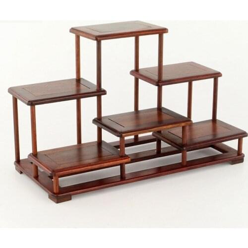 Red acid branch antique shelf Mahogany front and back rack solid wood simple Chinese tea pot rack multi treasure rack