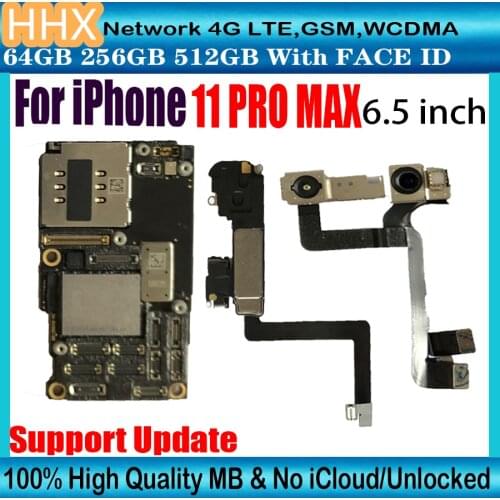 Free ship For iPhone 11 Pro Max 6.5" Motherboard With Face ID 512GB 256GB 64GB Logic board With IOS Support Update Free iCloud