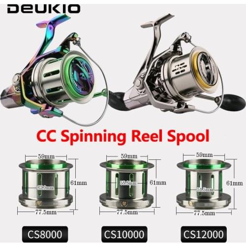DEUKIO Fishing Reel Metal Spool CC8000/10000/12000 Saltwater Carp Fishing Reel Spool 18+1BB Drag Power Trolling Spinning Reel