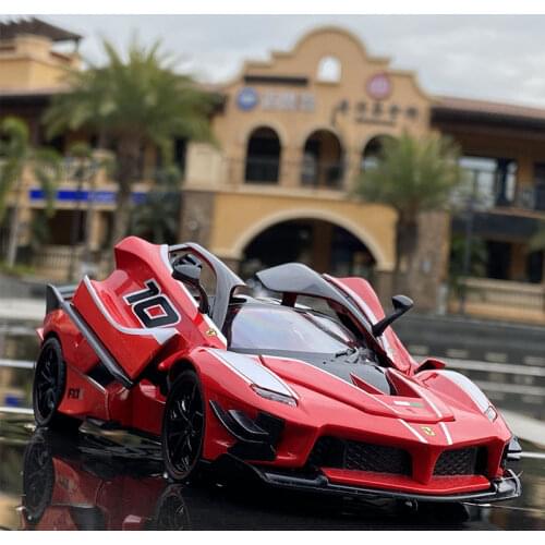 Simulation 1/24 Ferrari Fxxk Evo Car Model Alloy Car Model Sound And Light Pull Back Boy Metal Toy Car Collection Birthday Gift