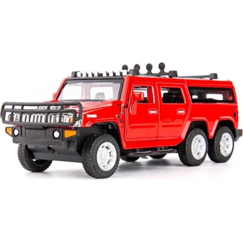 1:32 high simulation six rounds ordinary Hummer alloy car model childrens sound and light off-road vehicle toy car