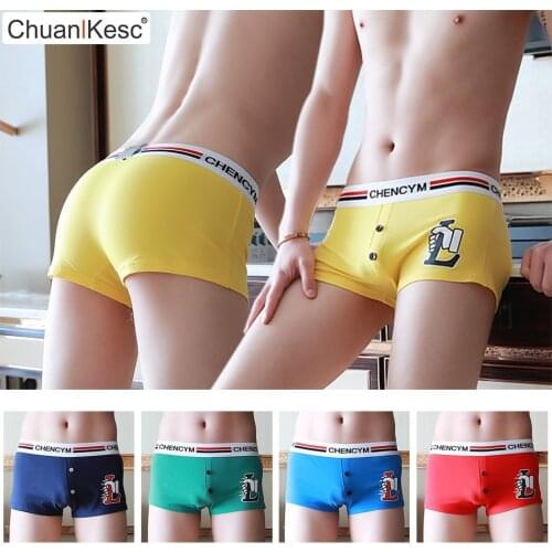 Mens Cotton Underwear Sports Boxers Japanese And Korean Personalized Printing Front Button Shorts Fashion Hot Sale