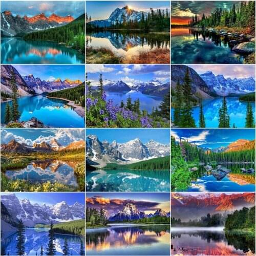 AZQSD DIY Diamond Painting Kit Mountain Home Decoration Diamond Mosaic Olandscape Cross Stitch Full Square Drill Handmade Gift