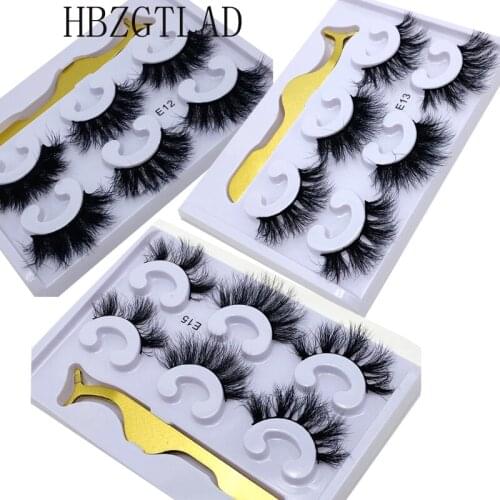 NEW 3pair Mink Eyelashes 25mm Lashes Fluffy Messy 3D False Eyelashes Dramatic Long Natural Lashes Wholesale Makeup Mink Lashes