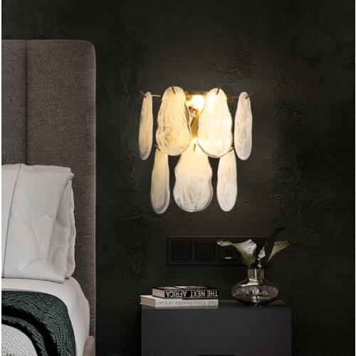 New creative wall light copper stand e14 led corridor indoor lighting bedroom balcony Porch white glass sconce lights home decor