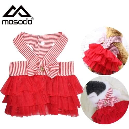 Mosodo Dog Tutu Dress Lace Bowknot Skirt Pet Clothes for Small Dog Puppy Cat Birthday Party Wedding Spring Princess Costume