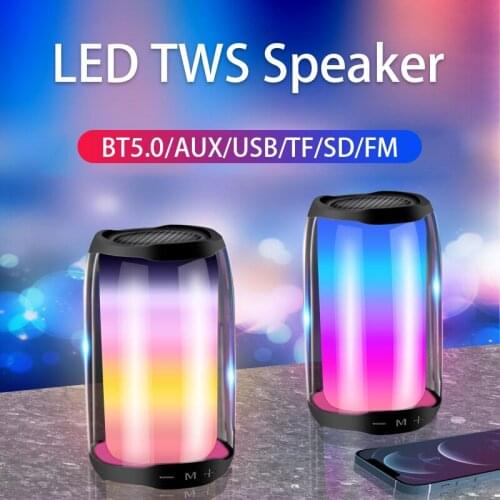 Portable altavoz Bluetooth-compatible Speaker Wireless Bass Column Waterproof Outdoor USB Speakers Support AUX TF Subwoofer LED