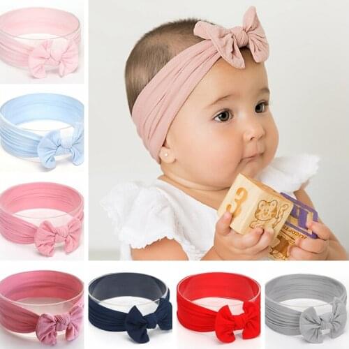 New Cotton Blend Nylon Baby Infant Headbands Newborn Big Bow Knot Head Wrap Baby Hair Accessories Birthday Gift Photo Props