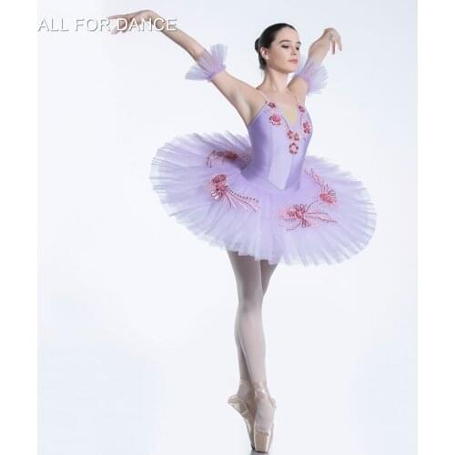 Pre-professional Lilac Spandex bodice with pink Trim Ballet Tutu PancakeTutu Ballerina Tutu Stage Performance Ballet Costume