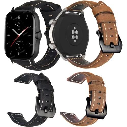 20mm Strap For Amazfit GTS 2 2E 2 Mini Genuine Leather Business Watchband For Huami Amazfit BIP S U Pro POP Pro Zepp E Bracelet