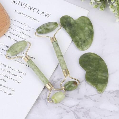 Facial Massage Roller Guasha Board Double Heads Natural Jade Stone Face Lift Body Skin Relaxation Slimming Beauty Neck Thin Lift