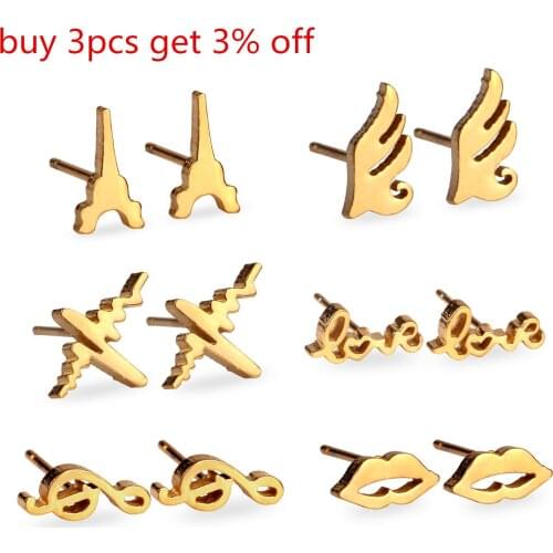 LUXUSTEEL Earring Sets For Women Brinco pendientes Stainless Steel Gold Color Geometry Stud Earring Fashion Jewelry Christmas