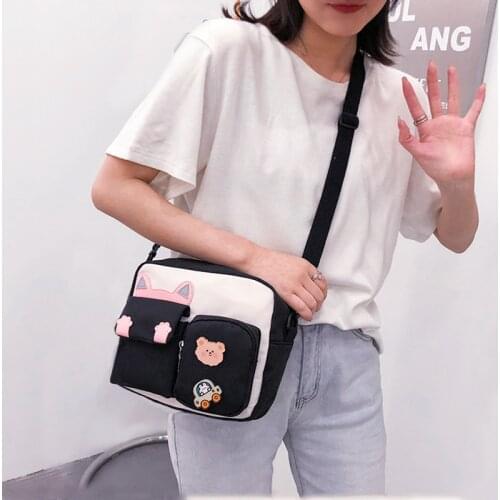 Womens Wallet Mini Canvas Shoulder Bag Shopper 2021 Girls Cute Small Wallets with Multiple Pocket Zipper Cartoon Crossbody Bags