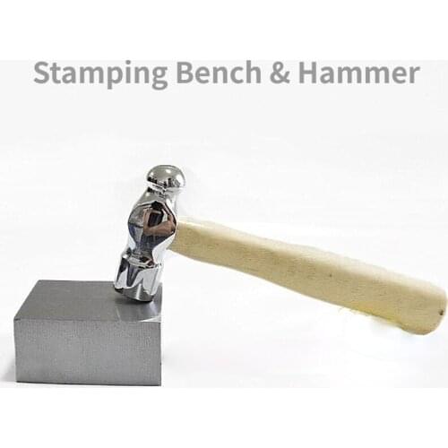 Jewelry Stamping Bench Mini Beating Hammer Metal Punching Pad Gold Silver Wires Jewelry DIY Tools Set Stamps Knocking Work Bench