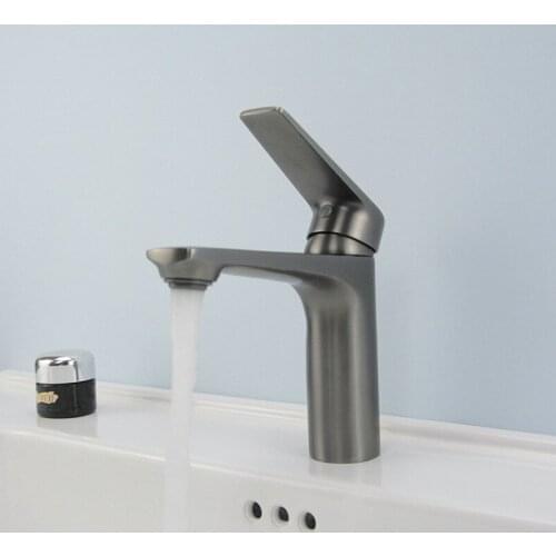 Dark Grey Bathroom Sinks Faucets Luxury Brass Basin Mixer Tap