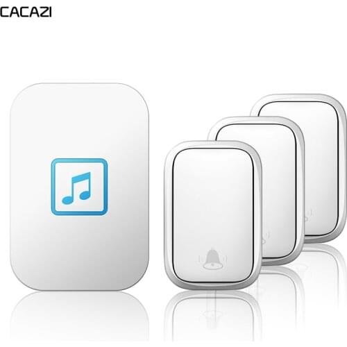 CACAZI Waterproof Self-powered Wireless Doorbell 150M Remote No Battery Required 3 Button 1 2 3 Receiver Home Call Ring Bell