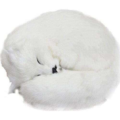 High Simulation Fox White Fox Toy Fairy Sleeping Fox Cute Animal for Girl Girlfriends Creative Gift Desktop Car Deco 27x27x12cm