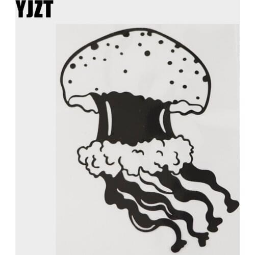 YJZT 12.6CM×15.4CM Amusing Jellyfish Black/Silver Vinyl Decal Car Sticker 18A-0129