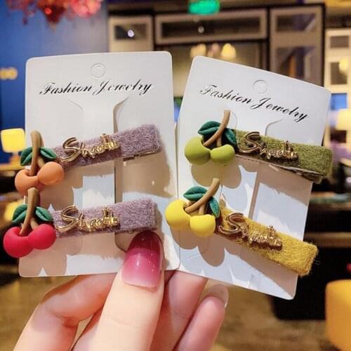 Fashion Woman Girls Hairpins Hair Accessories Cute Fruit Hair Clips Cherry Pattern BB Clips Letter Hairgrips Bearrette Headwear