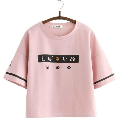 MERRY PRETTY Women Cartoon Print Pink Cotton T Shirts 2020 Spring Short Sleeve O-Neck T Shirt Harajuku Style Femme Cute Tops tee