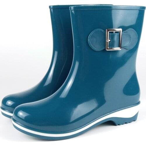 Winter Summer Rain Boots For Women Anti-slip Warm Boots Wedges Platform Ankle Rainning Shoes Rubber Boots 896