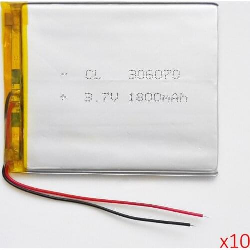 10pcs 7V 1800mAh 306070 Lithium Polymer Li-Po Rechargeable DIY Battery For PAD GPS PSP Vedio Game E-Book Tablet PC Power Bank