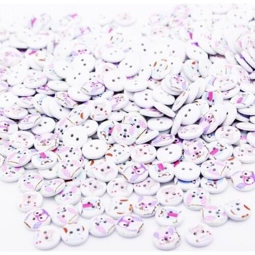 100 Pieces Owl Design Wooden Buttons For Sewing Craft Scrapbooking Clothing Accessories 2 Holes 1.5cm