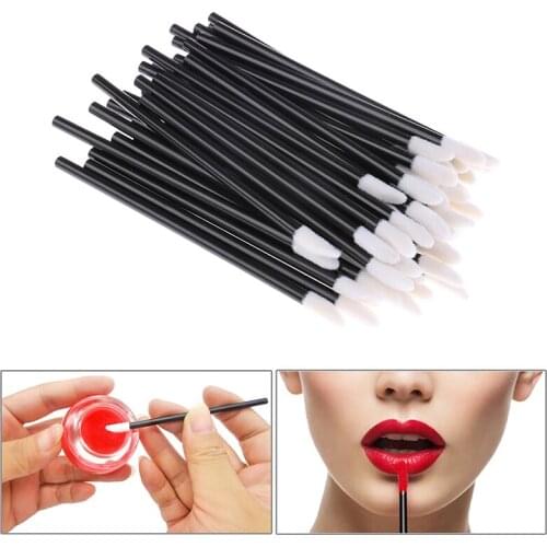 100pcs/set 9.5 cm Disposable Easy To Use Lip Brush Stick Convenient Black Rod Portable Multi-purpose Makeup Lip Brush Stick