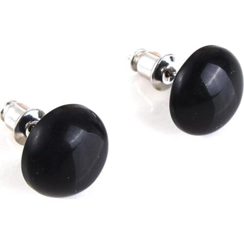 100-Unique 1 Pair Silver Plated Half Ball Black Agates Earrings Elegant Womens Earring Ethnic Jewelry