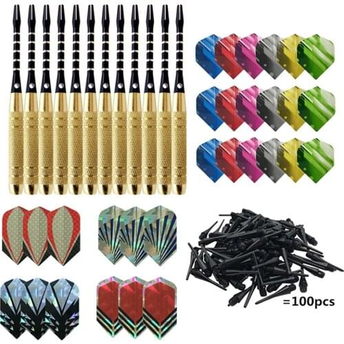 12Pcs 18g Electronic Dart Soft Nylon Tip Copper Plated Iron Barrel Aluminum Shaft Laser Flight Competition Training Dart