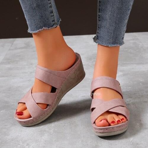 2021 New Style 43 High Quality Summer High Heels Platform Slippers Ladies Wedges Ladies Muller Sandals Women