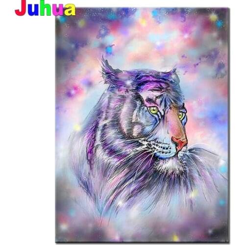Tiger full round square diamond Puzzle wall art 3d pictures diamond painting mosaic art Animal Colorufl embroidery Sale