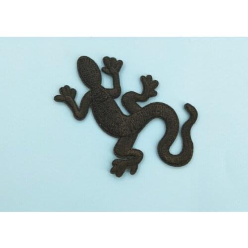 Black Lizard Gecko Reptile Animal Applique Emblem Jacket Jeans T-shirt Diy Embroidered Iron on Patch for Clothing Accessory