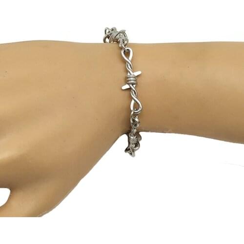 Couple Men Bangle Open Cuff Twist Thorns Wire Pulseras Titanium Steel Geometric Bracelet Bangles Women Barbed Jewelry