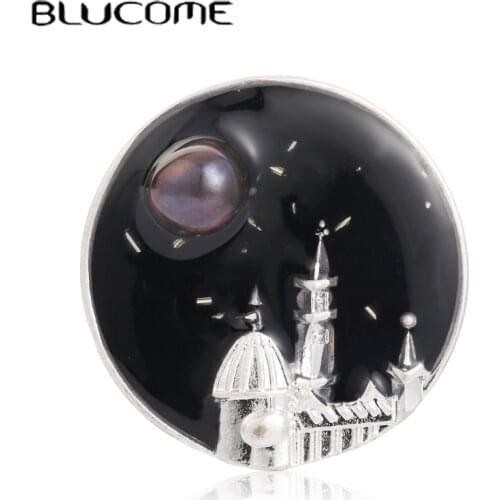 Blucome Castle Starry Sky Brooch Retro Black Rhinestone Large Brooch Corsage Women Men Anniversary Gift