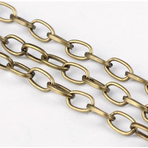 1Roll 6.9x3.8x0.9mm Unwelded Iron Cable Chains with Spool Flat Oval For Jewelry Making Decor Accessories about 100m/roll