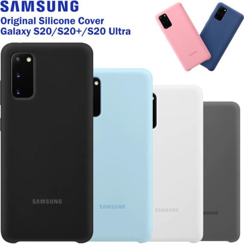 SAMSUNG Original Silicone Case Phone Cover for Galaxy S20 S20PLUS S20+ S20Ultra S20 Ultra Soft Phone Cace Shockproof Cover