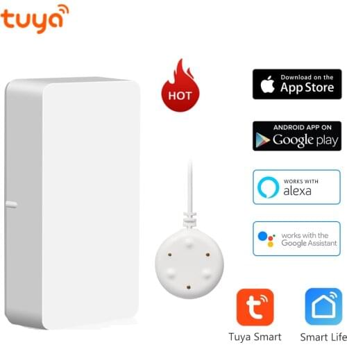 Tuya Smart Life 2.4G Wife Water Leakage Detector Sensor Works With Alexa Google Assistant APP Battery Powered DIY Valve