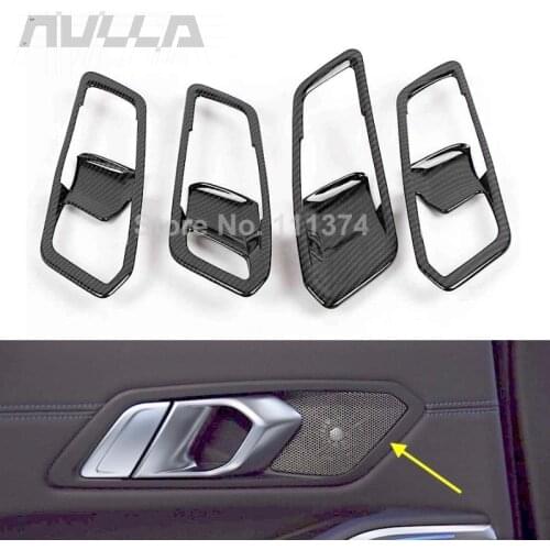 For BMW 3 Series G20 2019 2020 2021 Carbon Look Car Interior Door Handle Decoration Frame Cover Sticker Trim Accessories